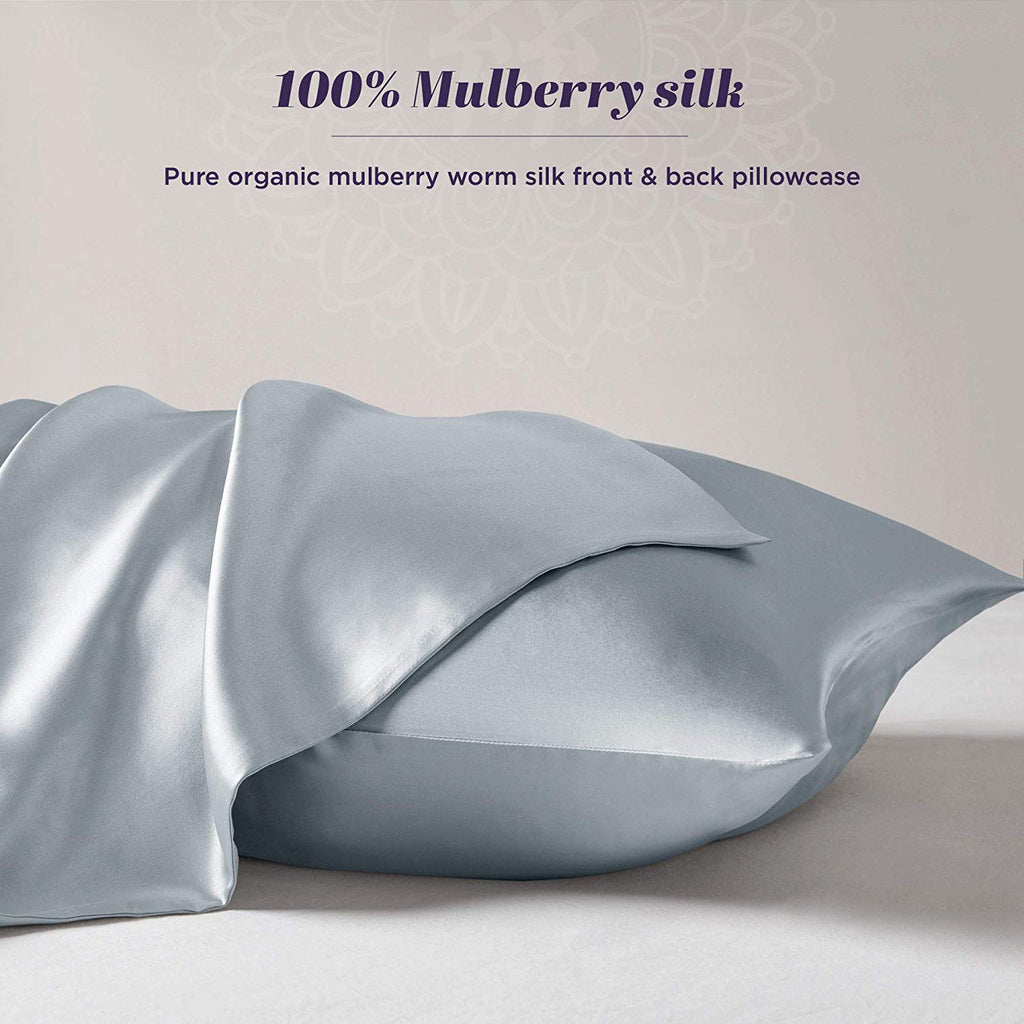  100% Mulberry Silk Pillowcase Pure ,21 Momme Both Side Real Silk  Pillowcases Hidden Zippered Slip Silk Pillowcase Hypoallergenic Soft  Breathable for Hair, Skin and Good Sleep（Grey, Standard：20x26） : Home &  Kitchen